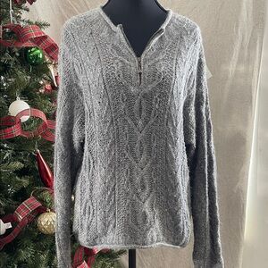 Wool Gray Cable Knit Women's Sweater